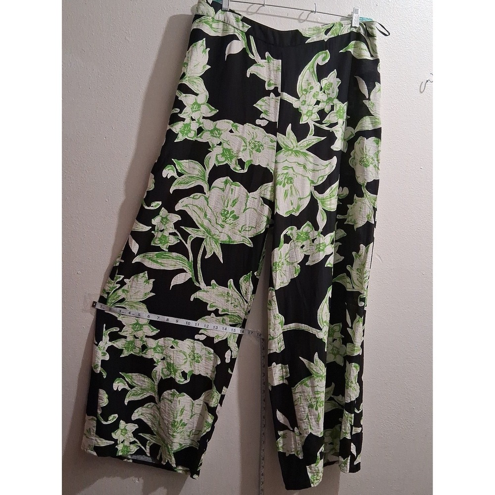 Fashion Nova 2X Wide Leg Palazzo Tropical Green and Black Resortwear Flowy Boho